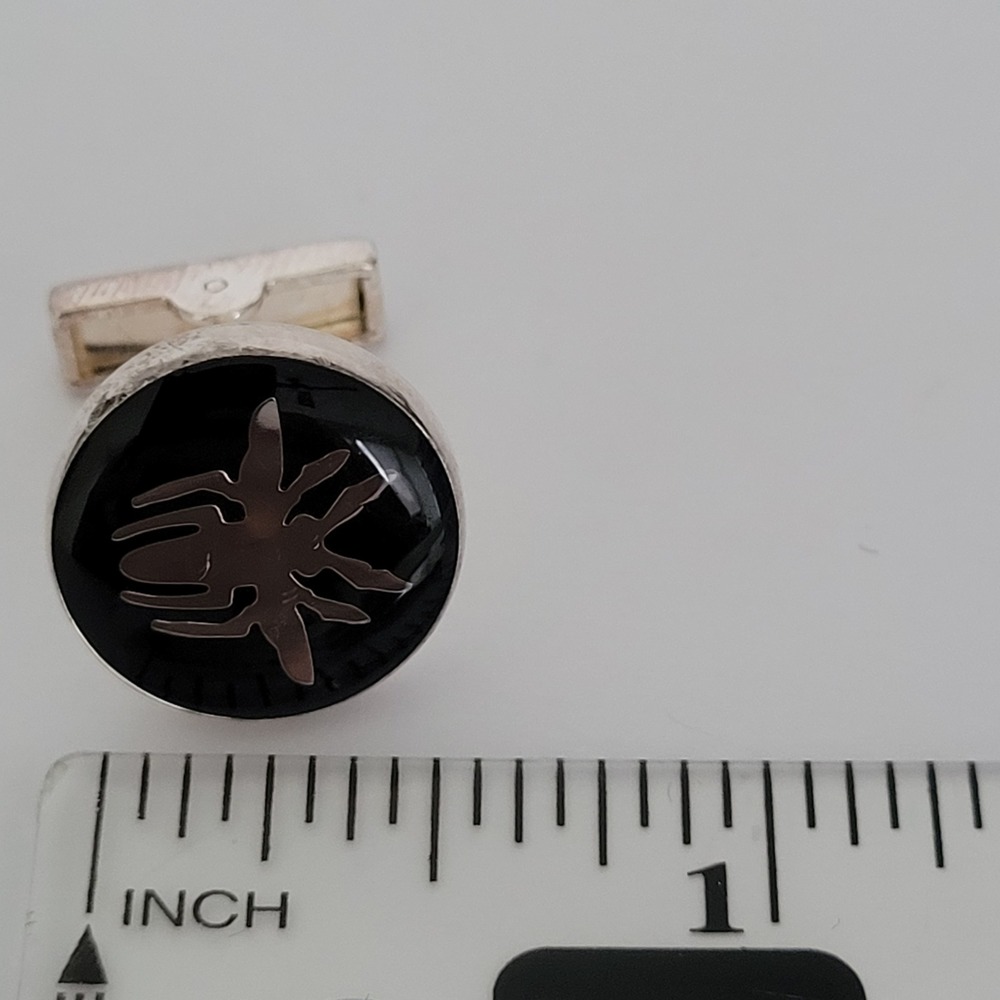 Christian Dior Homme Spider Cufflinks Black Enamel Silver Tone Mens Jewelry - Picture 6 of 6